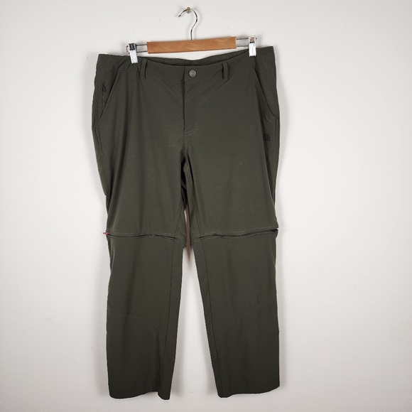North Face‎ Paramount Convertible Zip Off Green Pants Women's Size 16 Short - Picture 1 of 12
